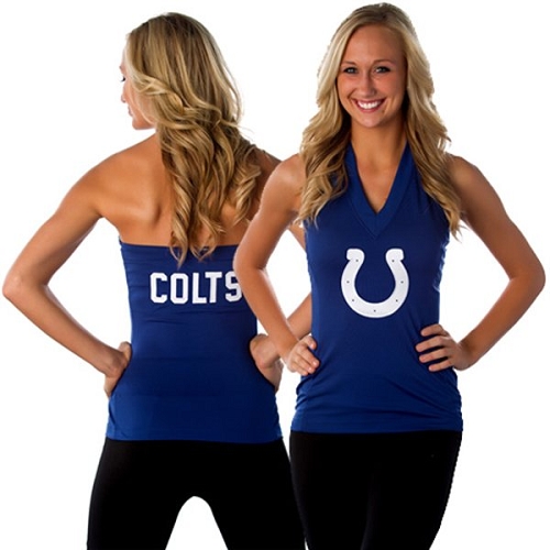 All Sport Couture Indianapolis Colts Women's Blown Cover Halter Top - Royal Blue